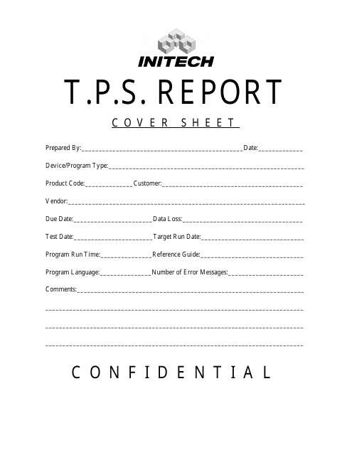 Confidential T.p.s. Report Cover Sheet - Initech