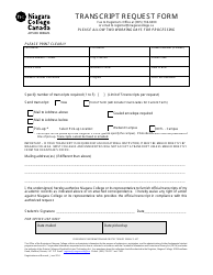 Document preview: Transcript Request Form - Niagara College - Ontario, Canada