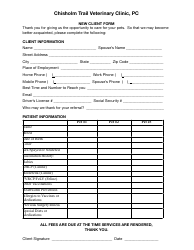 Document preview: New Client Form - Chisholm Trail Veterinary Clinic, Pc