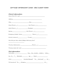 New Client Form - Cottage Veterinary Care - Pacific Grove