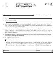 Document preview: Form DTF-75 Employee Affidavit for the Hire a Veteran Credit - New York