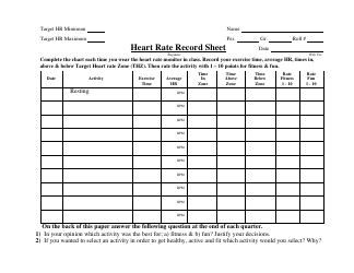 Document preview: Heart Rate Record Sheet