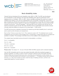 Neck Pain Disability Index (Vernon-Mior) Form - Wcb - Saskatchewan, Canada