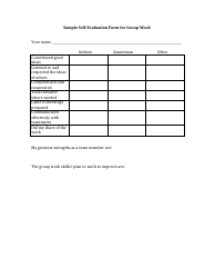 Document preview: Self Evaluation Form for Group Work