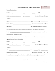 Document preview: Confidential New Client Intake Form