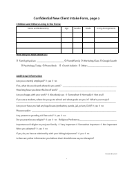 Confidential New Client Intake Form, Page 2
