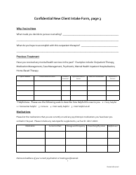 Confidential New Client Intake Form, Page 3