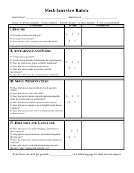 Document preview: Mock Interview Rubric Form