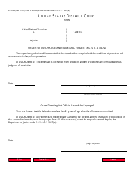 Document preview: Form AO246A Order of Discharge and Dismissal Under 18 U. S. C. 3607(A)