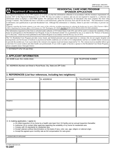 VA Form 10-2407  Printable Pdf