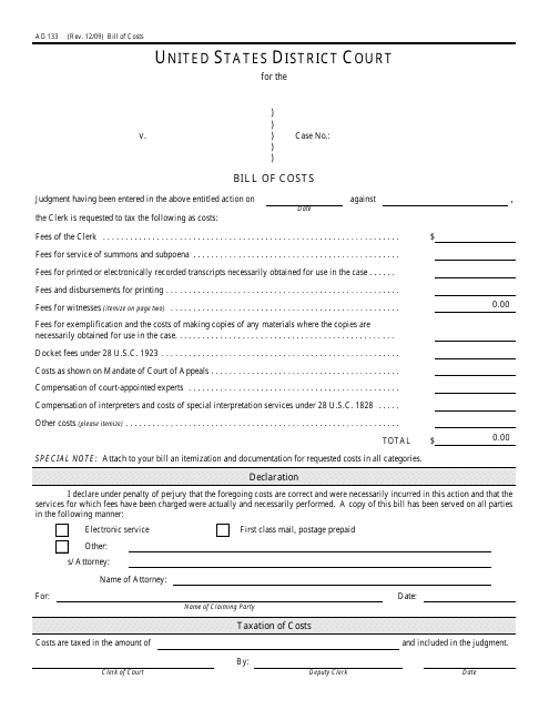 Form AO133  Printable Pdf