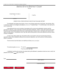 Document preview: Form AO246B Order for a Presentence Investigation and Report